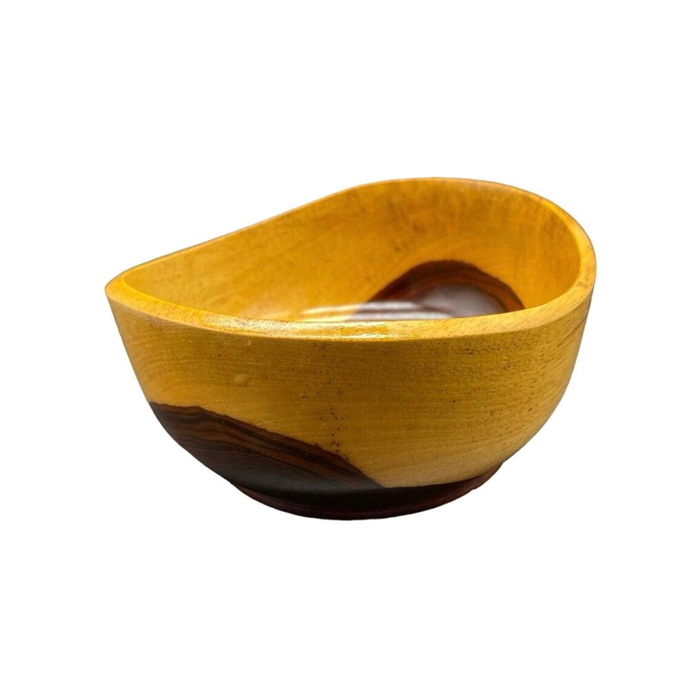 Beautiful small two tone hand turned wood bowl‎